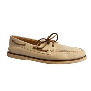 Sperry Gold Cup Men’s 2-Eye Leather Boat Shoes Top-Sider Tan White Size 10M